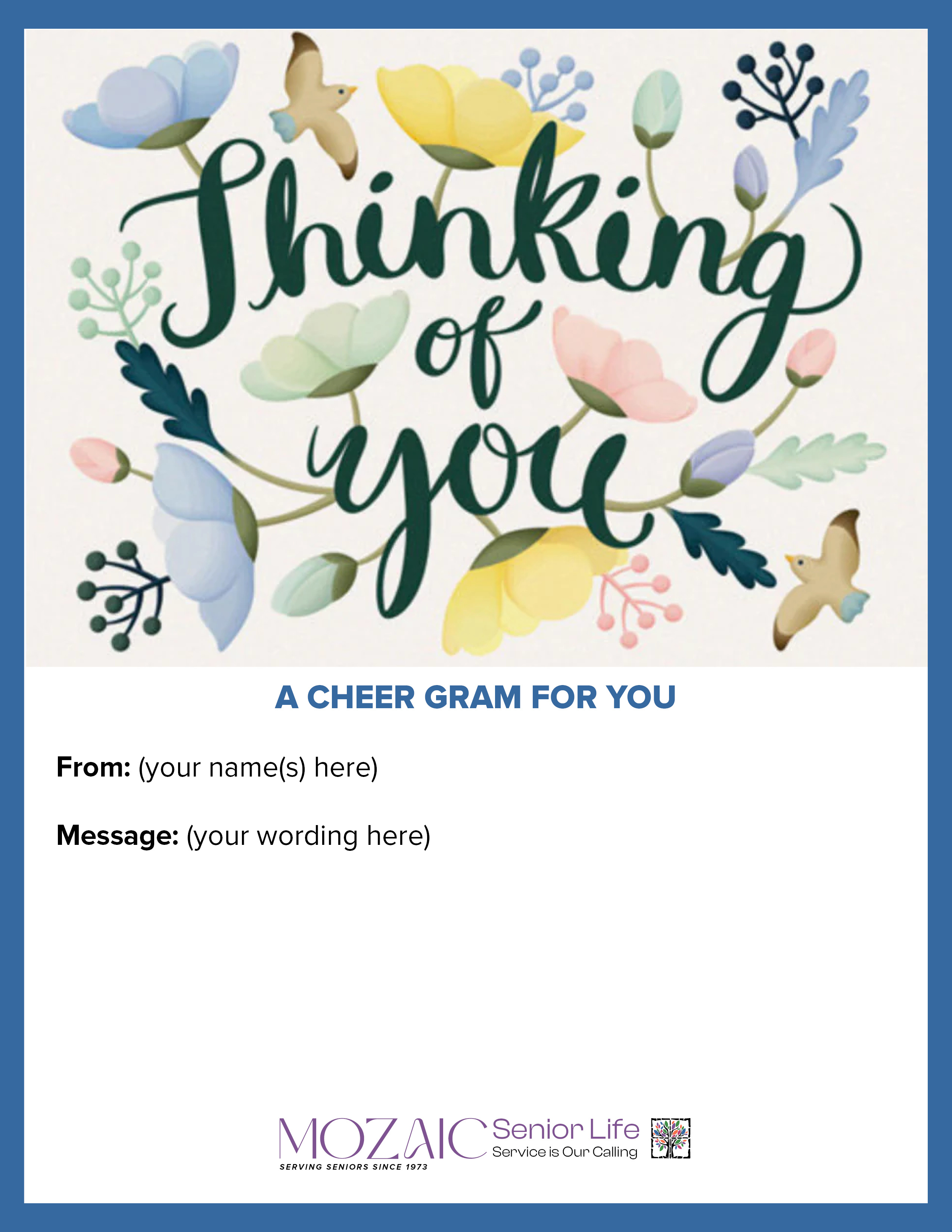 Cheer Gram | Messages of Support for Senior Residents
