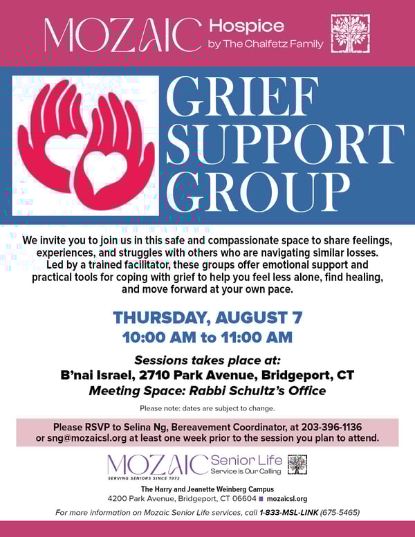 Hospice Support Group Flyer Aug Date 25