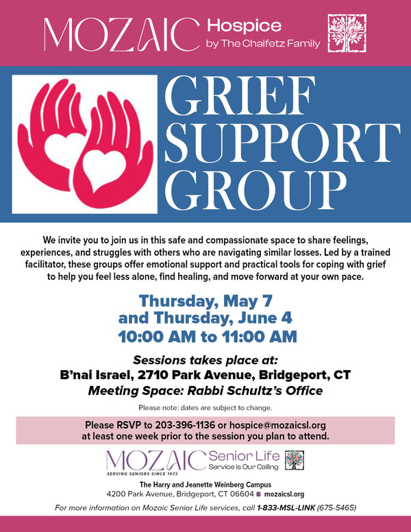 Hospice Support Group Flyer May 26