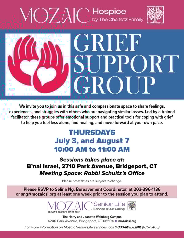 Hospice Support Group Flyer Summer Dates 25